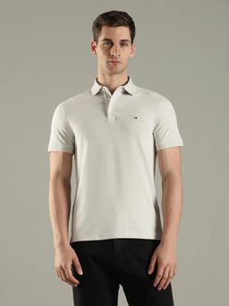 Tommy Hilfiger - Solid Slim Fit Cotton Off White Polo T-Shirt