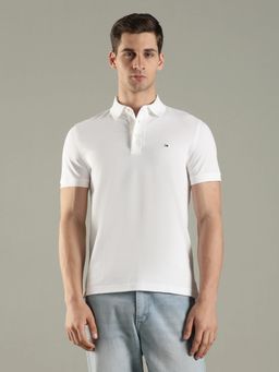 Tommy Hilfiger - Solid Slim Fit Cotton White Polo T-Shirt