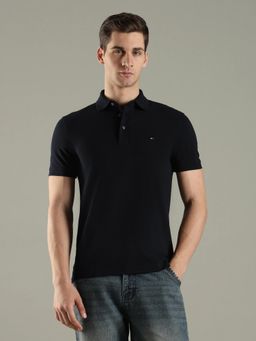 Tommy Hilfiger - Solid Slim Fit Cotton Navy Blue Polo T-Shirt