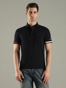 Tommy Hilfiger - Solid Slim Fit Cotton Navy Blue Polo T-Shirt