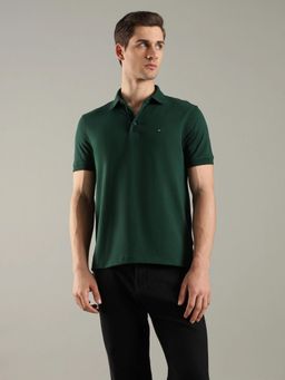 Tommy Hilfiger - Solid Regular Fit Cotton Green Polo T-Shirt