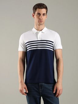 Tommy Hilfiger - Colour Block Regular Fit Cotton Navy Blue Polo T-Shirt