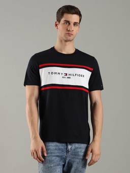 Tommy Hilfiger - Embroidered Logo Regular Fit Cotton Navy Blue T-Shirt