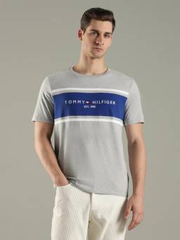 Tommy Hilfiger - Embroidered Logo Regular Fit Cotton Grey T-Shirt