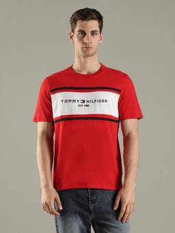 Tommy Hilfiger - Embroidered Logo Regular Fit Cotton Red T-Shirt
