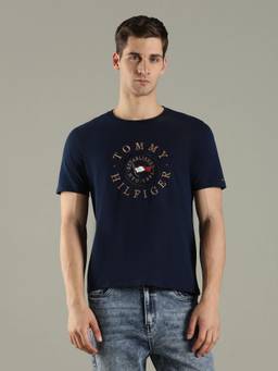 Tommy Hilfiger - Embroidered Logo Regular Fit Cotton Navy Blue T-Shirt