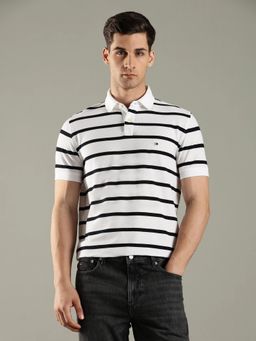 Tommy Hilfiger - Striped Regular Fit Cotton White Polo T-Shirt