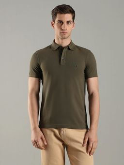 Tommy Hilfiger - Solid Slim Fit Cotton Olive Polo T-Shirt