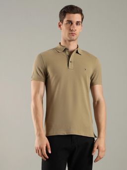 Tommy Hilfiger - Solid Slim Fit Cotton Brown Polo T-Shirt