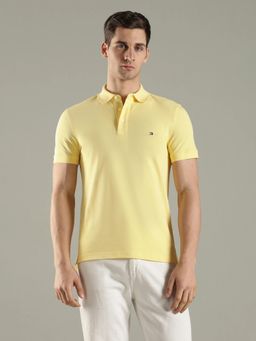 Tommy Hilfiger - Solid Slim Fit Cotton Yellow Polo T-Shirt