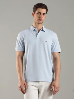 Tommy Hilfiger - Solid Regular Fit Cotton Light Blue Polo T-Shirt