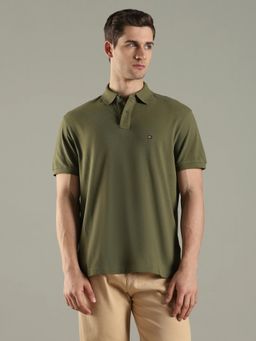 Tommy Hilfiger - Solid Slim Fit Cotton Olive Polo T-Shirt