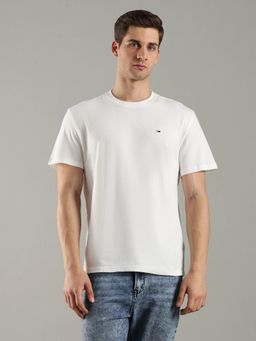 Tommy Hilfiger - Solid Regular Fit Cotton Off White T-Shirt