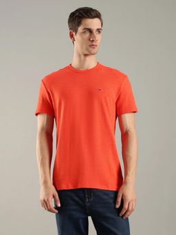 Tommy Hilfiger - Solid Regular Fit Cotton Orange T-Shirt