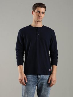 Tommy Hilfiger - Solid Regular Fit Cotton Navy Blue T-Shirt