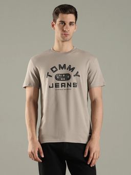 Tommy Hilfiger - Logo Regular Fit Cotton Beige T-Shirt