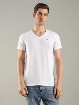 Tommy Hilfiger - Solid Slim Fit Cotton White T-Shirt