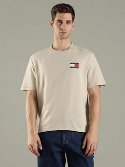 Tommy Hilfiger - Logo Regular Fit Cotton Beige T-Shirt