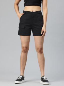 MIXT by Nykaa Fashion - Women Solid Black Cargo Shorts