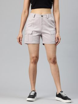 MIXT by Nykaa Fashion - Women Solid Light Grey Cargo Shorts