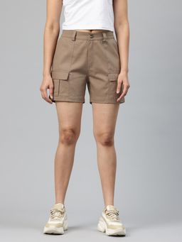 MIXT by Nykaa Fashion - Women Solid Taupe Cargo Shorts