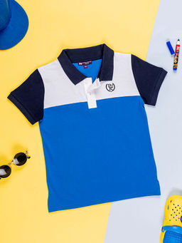 Purple United Kids - Boys Blue & White Polo T-Shirt
