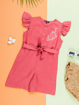 Purple United Kids - Girls Mauve Playsuit with Belt (Set of 2)