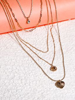 Lilly & Sparkle - Women Gold-Toned Set of 5 Layered Necklace