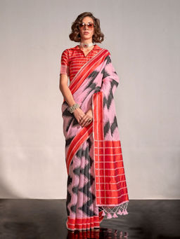 Odette - Women's Lavender Printed Saree with Unstitched Blouse