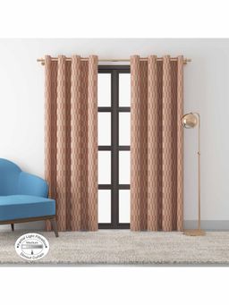 HomeTown - Fiesta Jacquard Dim Out Curtains 7 Feet In Blush Colour (Set of 2)