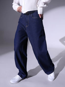Hubberholme - Women Relaxed Fit High-Rise Clean Look Heavy Fade Stretchable 90's Baggy Jeans