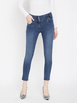 Madame - Women Blue Mid Waist Ankle Jeans