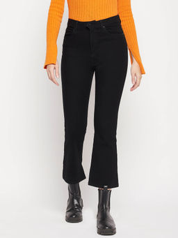 Madame - Women Black High Waist Cropped Jeans