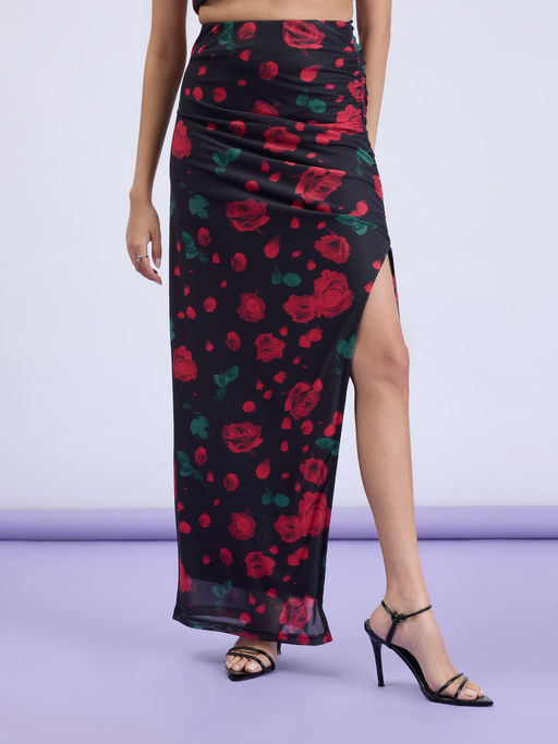 Bodycon Maxi Skirt Pattern Buy MIXT By Nykaa Fashion Black And