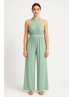Cider - Solid Rib Criss Cross Knotted Jumpsuit (S)