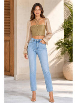 Cider - Halter Tie Long Sleeve Blouse Top
