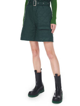 Cider - Forest Green Quilted Midi Shorts
