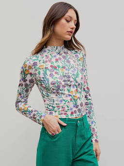 Cider - Floral Knitted Long Sleeve Top (S)