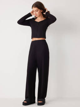 Cider - Long Sleeve Button Top & Middle Waist Trousers Loungewear Set