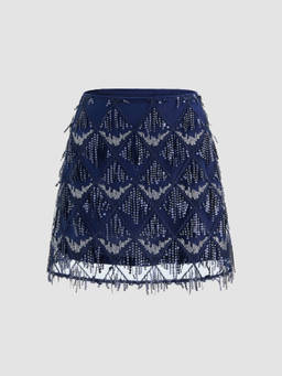 Cider - Sequin High Rise Solid Rhombus Mini Skirt