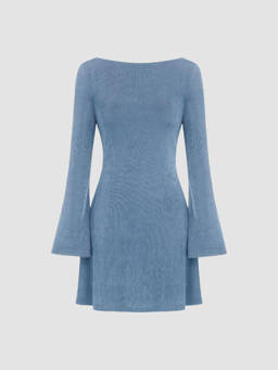 Cider - Boat Neck Solid Backless Mini Dress