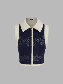 Cider - Corduroy Graphic Colorblock Jacket Vest