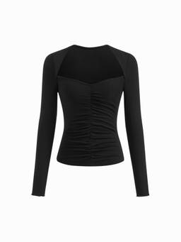 Cider - Square Neck Long Sleeve Ruched Top