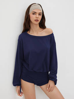 Cider - Asymmetrical Neck Drawstring Romper