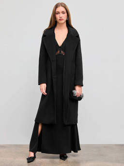 Cider - Oversized Wool-Look Lined Coat With Pocket