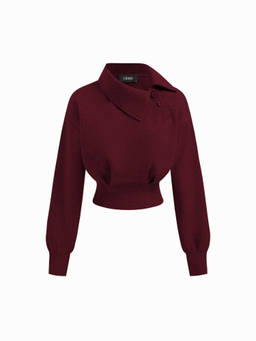 Cider - Asymmetrical Neck Long Sleeve Cinched Waist Sweatshirt