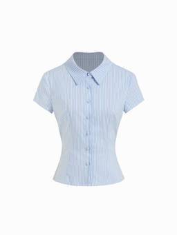 Cider - Collar Stripe Short Sleeve Shirt