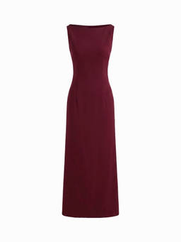 Cider - Boat Neck Solid Maxi Dress