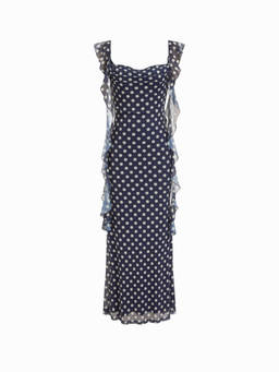 Cider - Mesh Ruffle Hem Maxi Dress