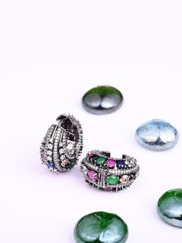 REENISAA - Colour Pop Heritage Multicolor Oxidised Hoops